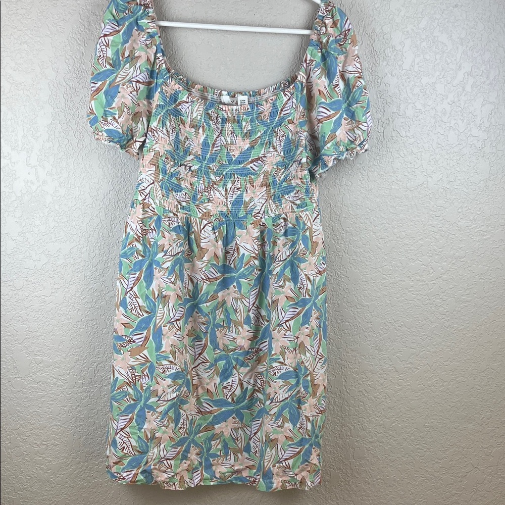 Roxy Floral Print Puff Sleeve Dress MIDI Size Xtra Large
